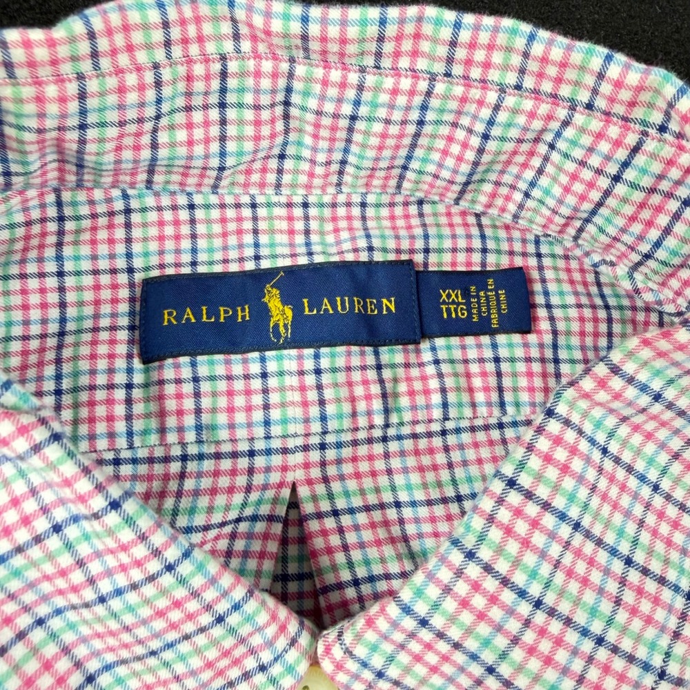 Polo Ralph Lauren Mens XXL Pink Green Blue Plaid Long Sleeve Button Down Shirt